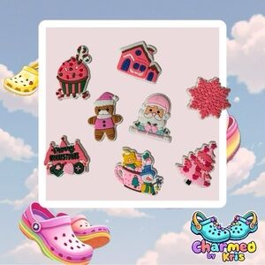 Christmas Shoe Charms Set - Pink, Red, Green